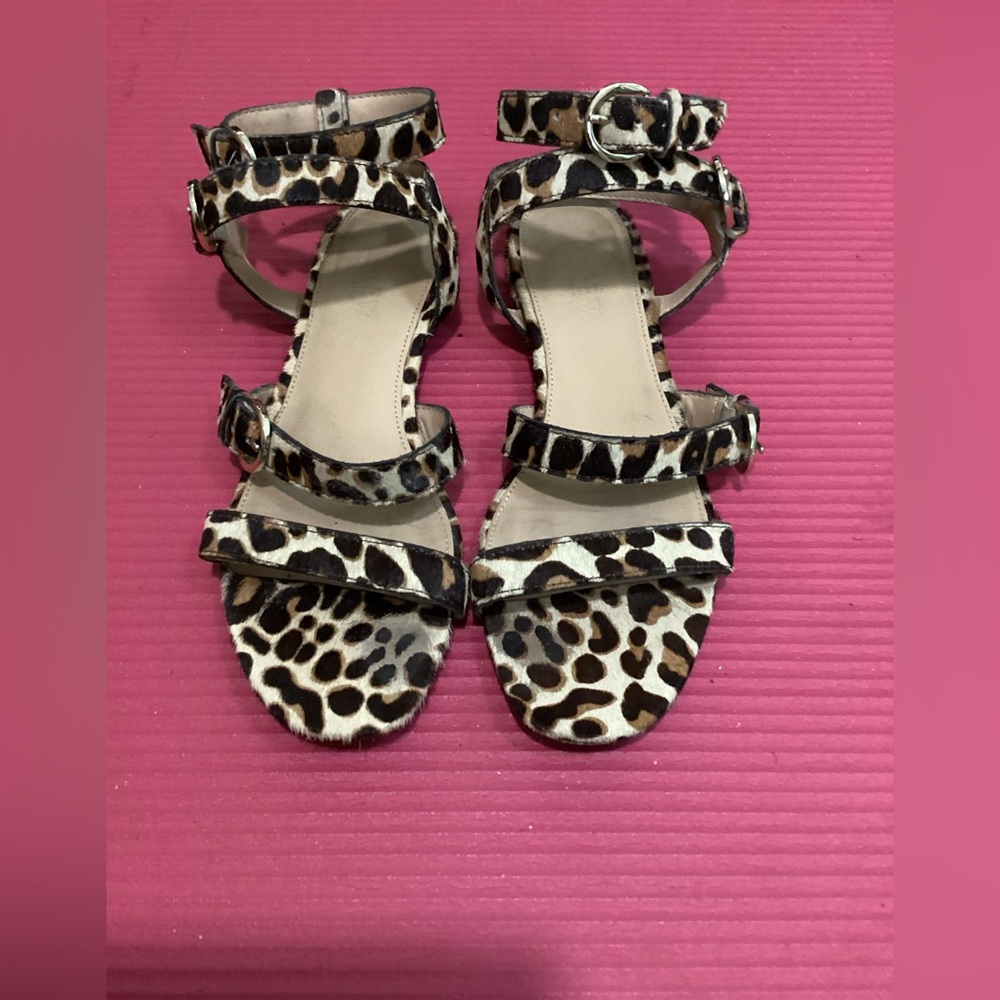 J Crew Leopard Print Strappy Sandals Size 6